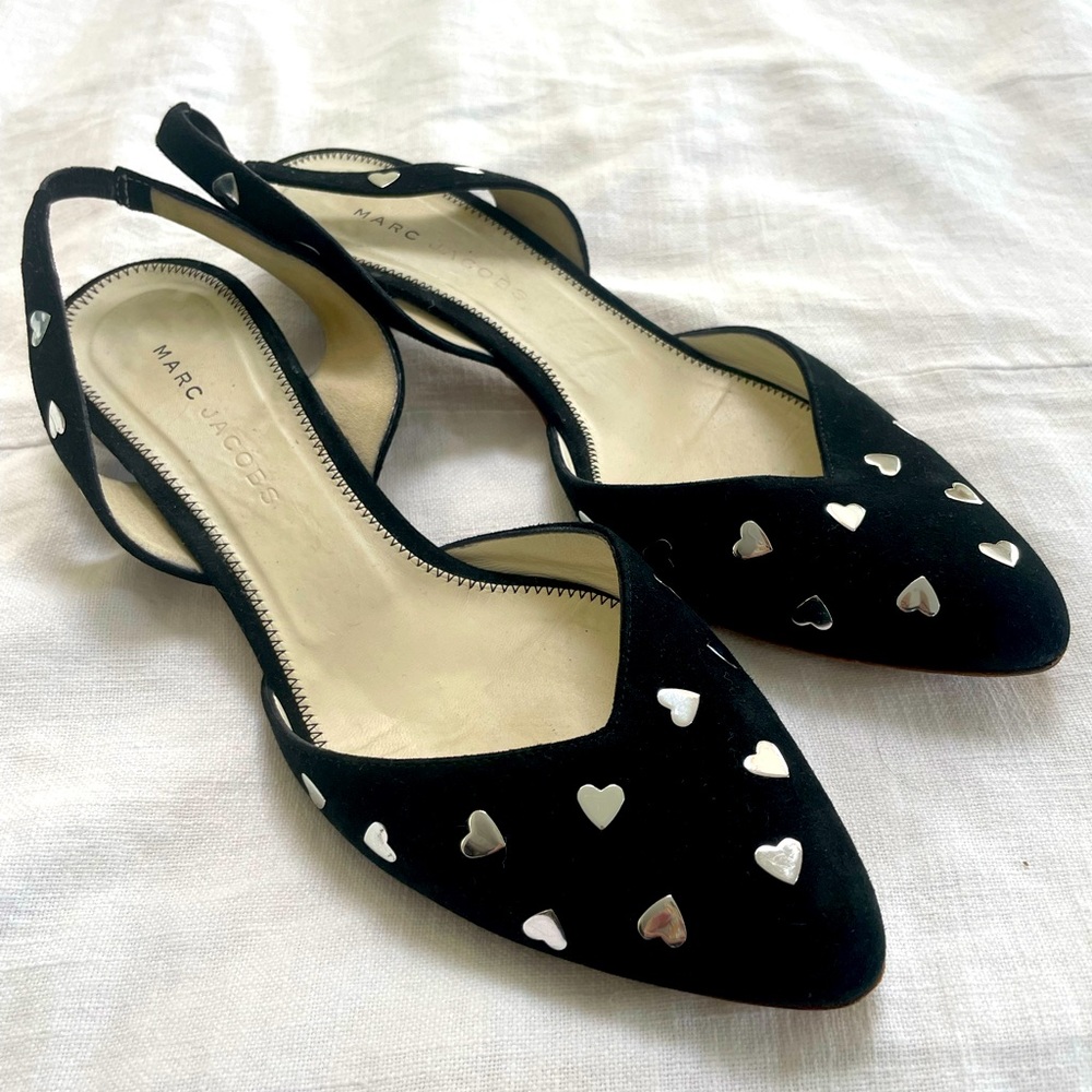 Marc Jacobs kitten heal black flat with hearts